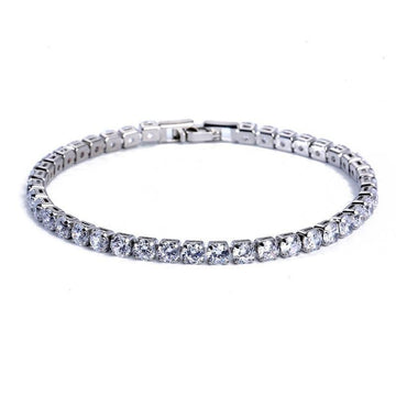 Dazzling 4mm Silver Color AAA+ Cubic Zirconia Diamonds Tennis Bracelet For Women - The Jewellery Supermarket
